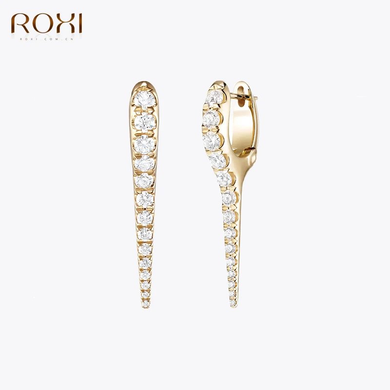 Top Trends: ROXI INS Creative Conjoined Awl Pendant Hoop Earrings For Women Sterling Silver 925 Zircon Crystals Jewelry Pendientes Plata Shoppable Styles