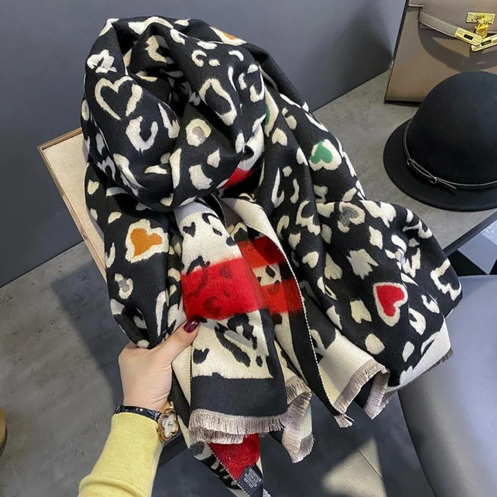 Top Trends: Designer Brand Winter Scarf Women Warm Cashmere Shawl Wraps Thick Pashmina Blanket Scarves Leopard Print Bufandas Female Foulard Shoppable Styles - Image 5