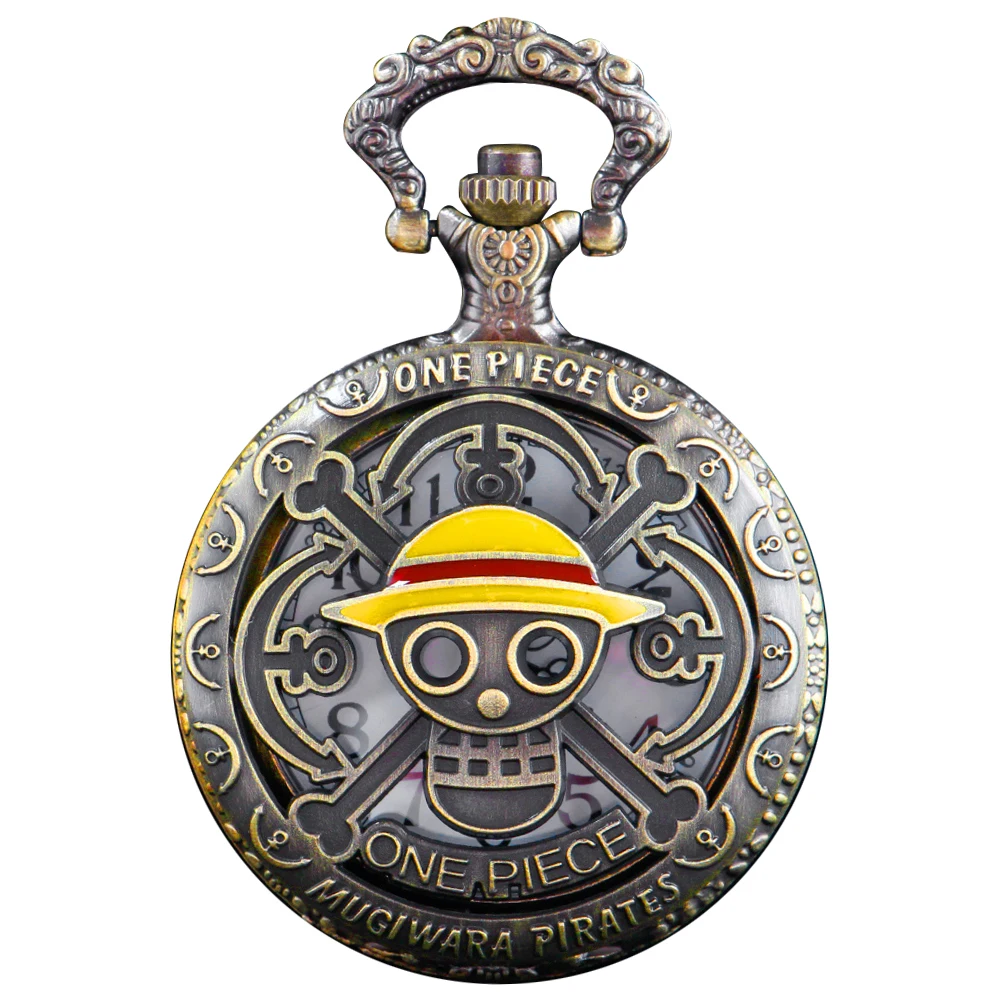 Top Trends: Japanese Popular Anime Yellow Hat Pirate Group Pocket Watch With Chain Necklace Pendant Antique Steampunk Women's Men's Gift Shoppable Styles