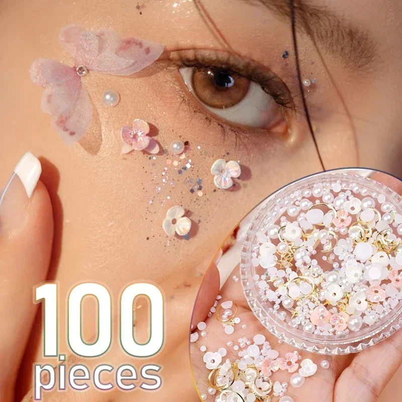 Top Trends: Butterfly Flower Face Makeup Decorative Patch Eye Facil Diamond Pearl Adhesive Rhinestone Glitter Sequin DIY Nail Art Decoration Shoppable Styles