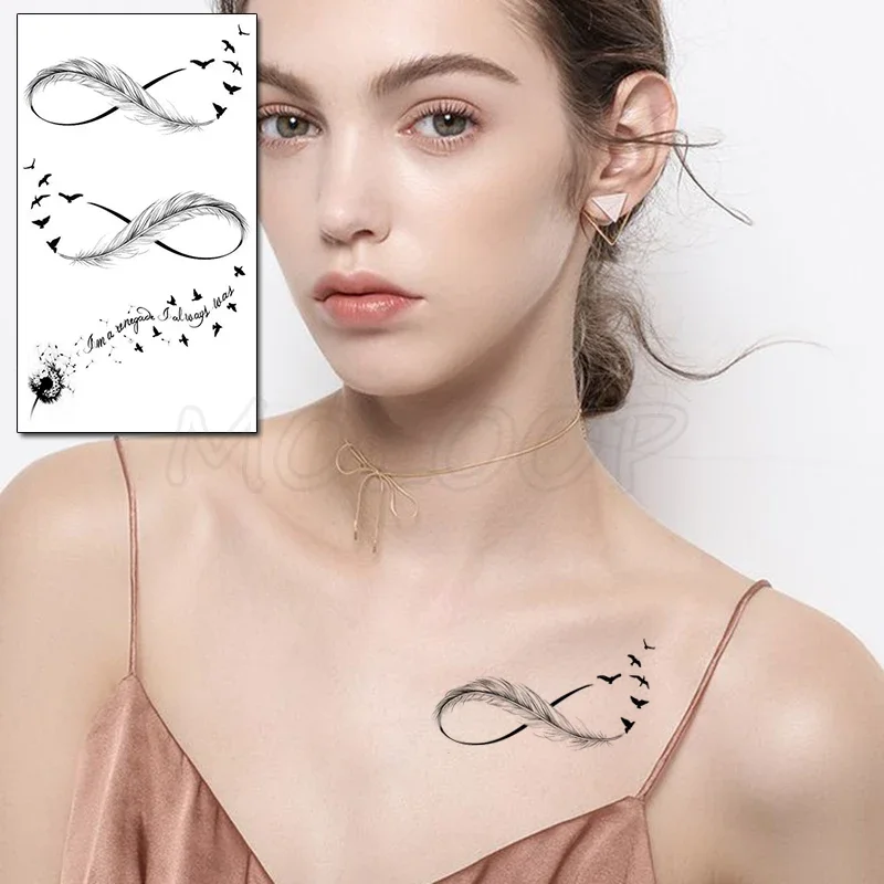 Top Trends: Feather Bird 8 Element Pattern Dandelion Temporary Tattoo Sticker Fake Tattoos For Women Men Body Makeup Waterproof Stickers Shoppable Styles