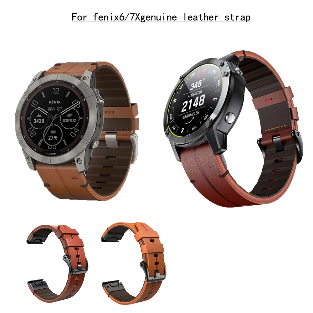 Top Trends: Tactix For Fenix 6 Quick Release Genuine Leather Strap Fenix 7X Watch Wristband 22 26mmcowhide Strap Shoppable Styles