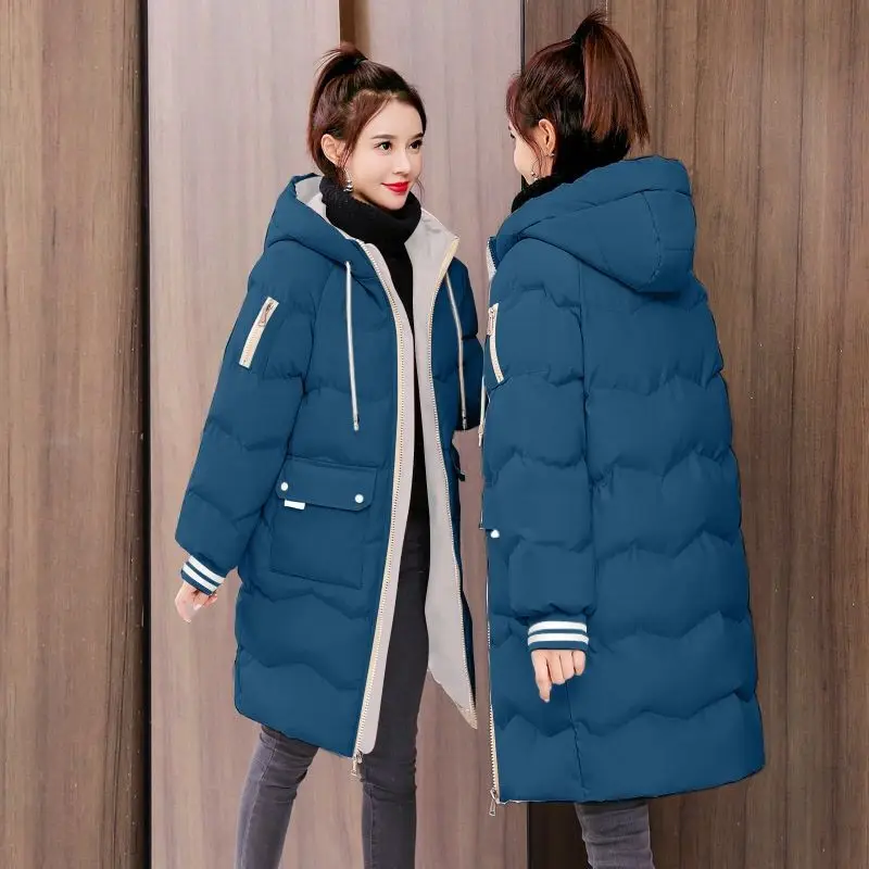 Top Trends: 2023 New Winter Coat Women Down Cotton Jacket Loose Large Thick Mid Length Version Outwear Hooded Overcoat Warm Parkas Shoppable Styles - Image 6