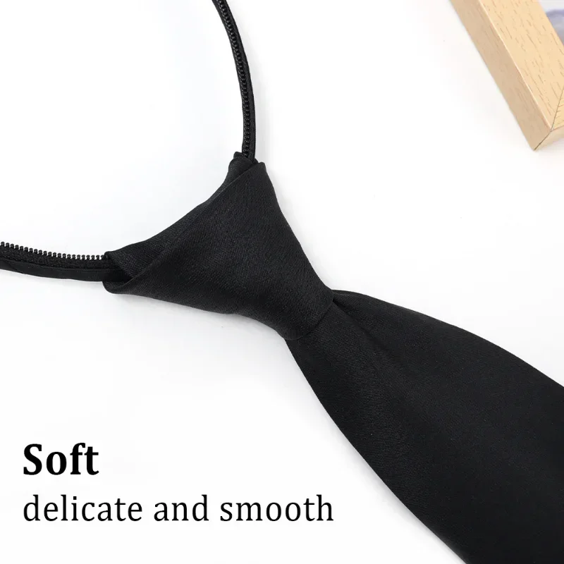 Top Trends: 2 / 1pcs Black Unisex Zipper Ties Retro Silky Narrow Neck Tie Slim Smooth Women Bow Tie Korean Simple Elegant All-match Trendy Tie Shoppable Styles - Image 5