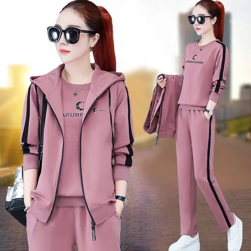 Top Trends: 2022 New Korean Autumn And Winter Tank Top Three Piece Set Women Korean Fashion Long Sleeve Top Casual Sportswear Set Women Shoppable Styles - Image 3