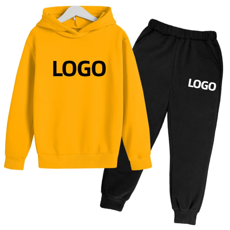 Top Trends: Custom LOGO Child Tracksuit 2Piece Set Boys Girls Fleece Kid Sportswear 4 To14 Years For Teenagers Jogging Hoodies + Sweatpants Shoppable Styles