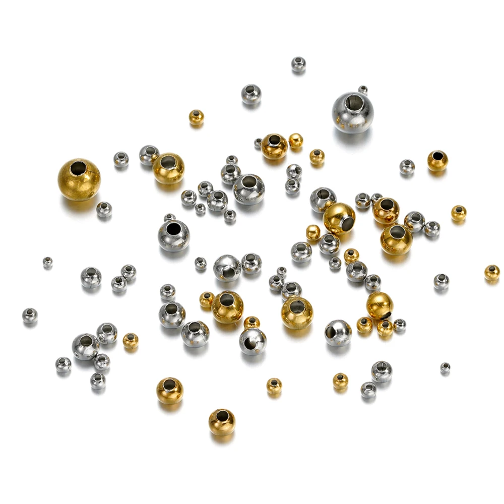 Top Trends: 20-300Pcs 2-8mm Stainless Steel Round Big Hole Bead Loose Spacer Beads For DIY Bracelet Jewelry Making Accessories Shoppable Styles