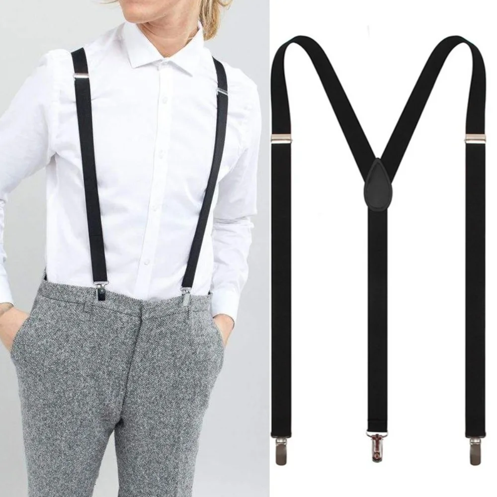 Top Trends: 2.5cm Wide Suspender 3 Clips High Elastic Adjustable Straps Suspender Heavy Duty Y Back Trousers Braces For Men Women Suit Skirt Shoppable Styles