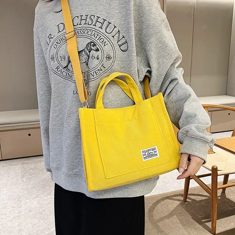 Top Trends: Women's Canvas Casual Tote Bag Retro Art Canvas Crossbody Bags For Women Corduroy Zipper Shoulder Handbags Luxury Designer Sac Shoppable Styles - Image 2