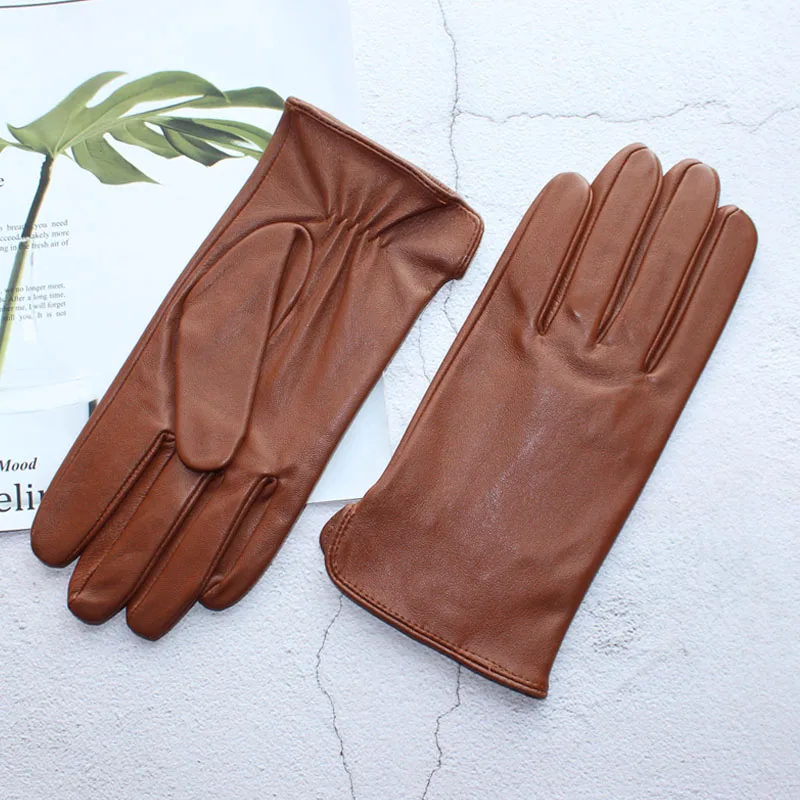 Top Trends: Men&#039;s Sheepskin Driving Gloves Solid Color Thin Single Leather Unlined Touch Screen Fashion Ripple Riding Motorcycle Gloves Shoppable Styles