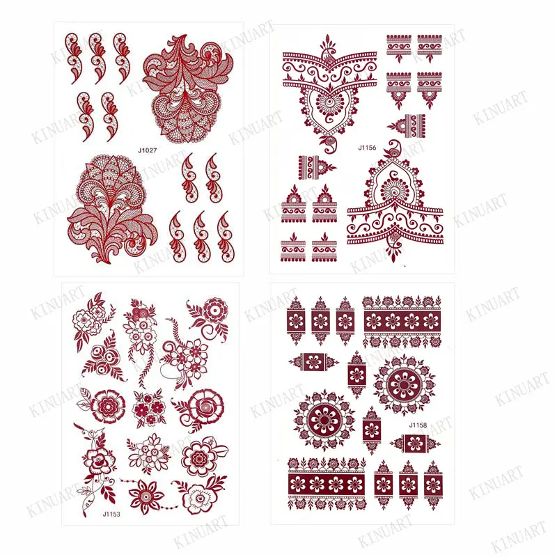 Top Trends: Brown Henna Tattoo Stickers For Hand Temporary Tattoos For Women Mehndi Transfer Tattoo Waterproof Fake Tatoo Wedding Body Art Shoppable Styles