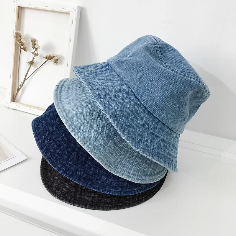 Top Trends: Foldable Fisherman Hat Women Summer Cotton Bucket Hat Washed Denim Bucket Hats Bob Caps Hip HopMen Women Shoppable Styles