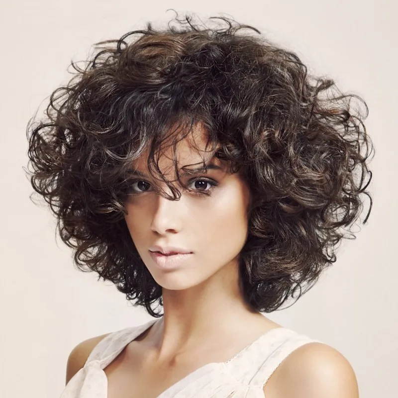 Top Trends: Fashion Short Curly Synthetic Wig For Women Fluffy Brown Afro Deep Wave Bob Heat Resistant Costume Party Wig For Women Shoppable Styles