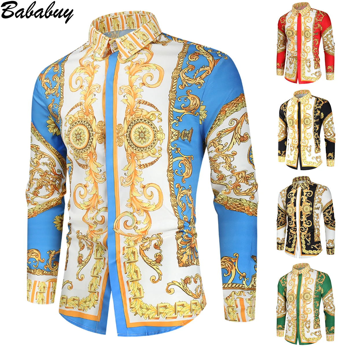 Top Trends: Bababuy Men's Luxury Royal Shirt Casual Slim Fit Long Sleeve Paisley Print Shirts Retro Ethnic Style Spring Autumn Shirt Shoppable Styles