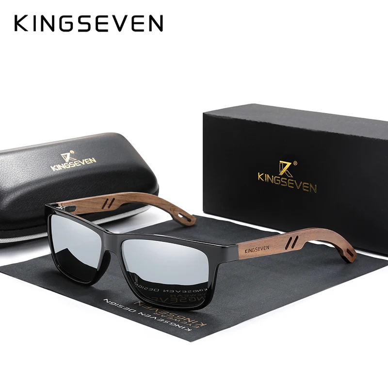 Top Trends: KINGSEVEN 100% Polarized Vintage Men Wooden Sunglasses Wood UV400 Protection Fashion Square Sun Glasses Women Gafas De Sol Shoppable Styles