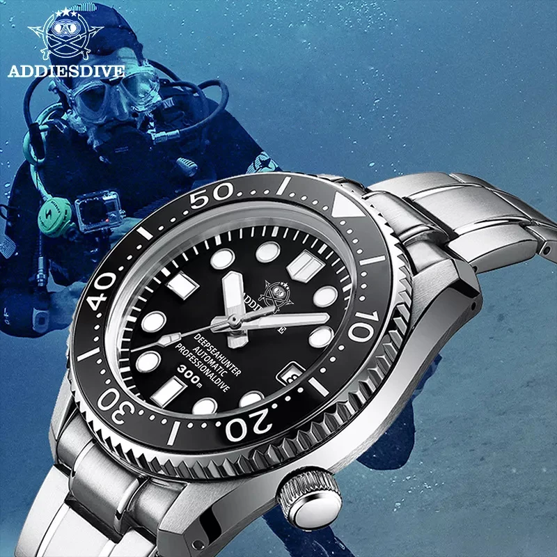 Top Trends: ADDIESDIVE Automatic Watch 300m Diver Stainless Steel Strap BGW9 Super Luminous Ceramic Bezel Men Sapphire Crystal Watches Shoppable Styles