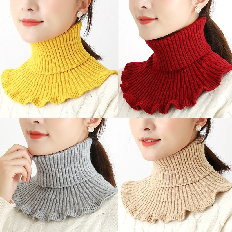 Top Trends: Knitted Fake Collar Scarf With Wooden Ears Women Turtleneck Warm Knitted False Fake Collar Detachable Scarf Winter Windproof Shoppable Styles - Image 2