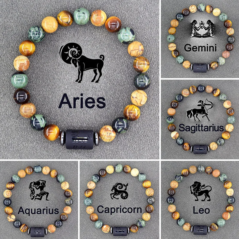 Top Trends: Zodiac Sign Bracelet Homme 12 Constellation Bangles Men Gemini Virgo Leo Libra Bracelet Women Friendship Gift Bracelet On Hand Shoppable Styles