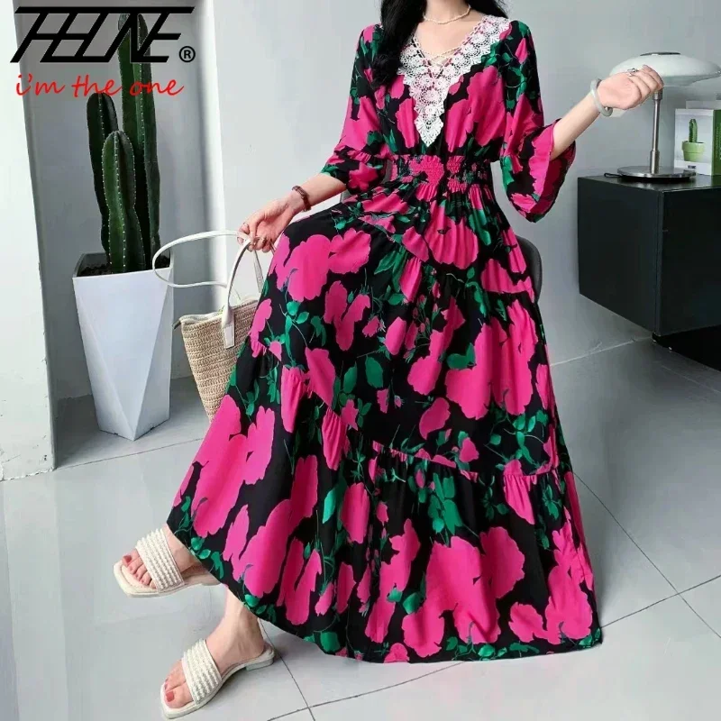 Top Trends: Maxi Long Lace Dress Women Summer Indian Clothes Vestidos Para Mujer Robe Bohemian Cotton Floral Beach Korean Style Casual Shoppable Styles