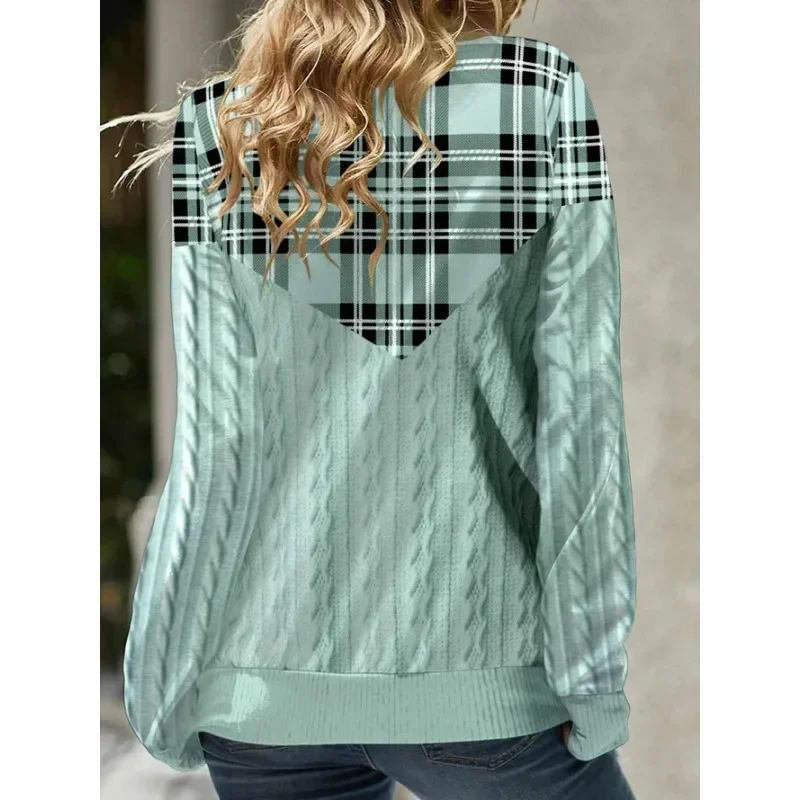 Top Trends: Women's Spring And Autumn Shirt Casual Loose Sweatshirts High-neck Plaid Long-sleeved Hooded Top Fashion Hoodies Women Pullover Shoppable Styles - Image 2