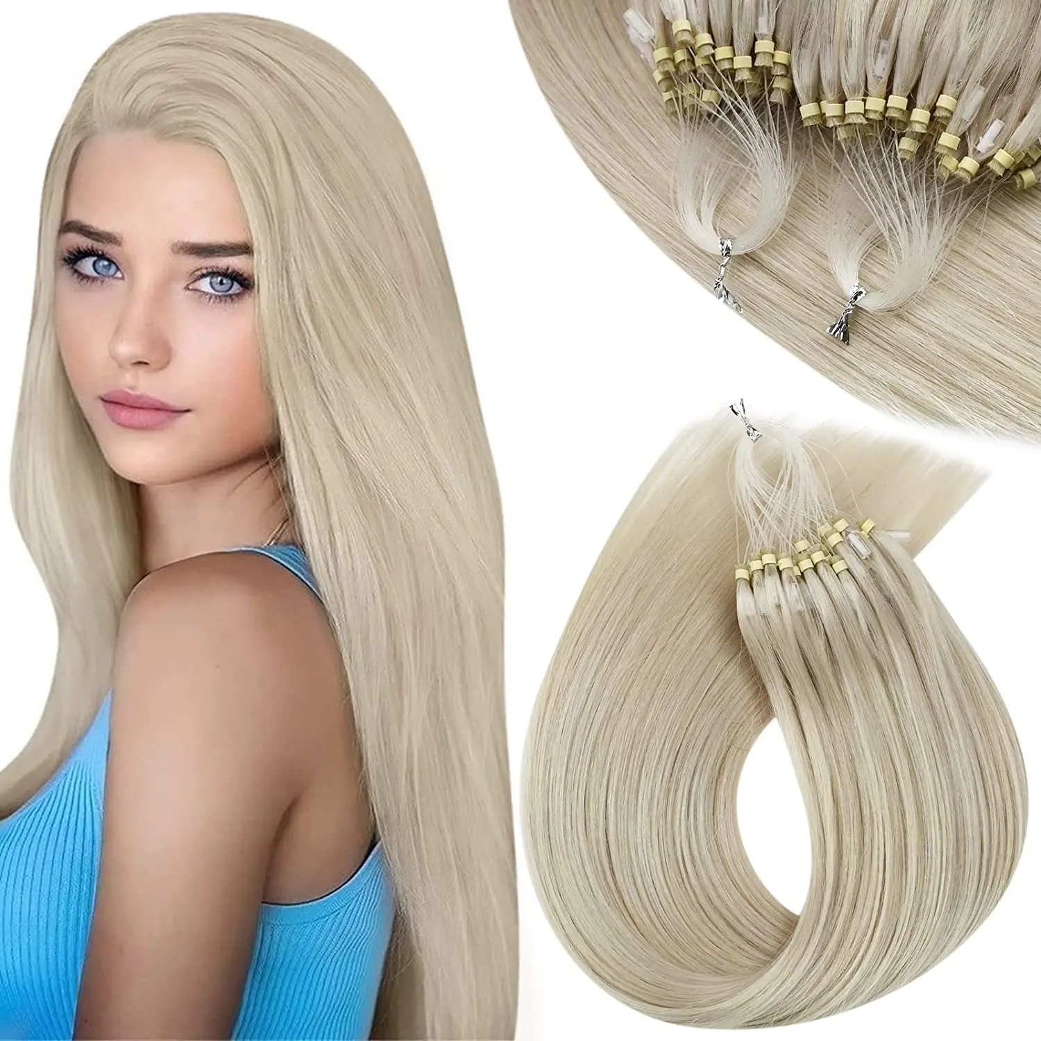 Top Trends: VeSunny Micro Ring Hair Extensions Human Hair Micro Beads Extensions Invisible Human Hair Micro Loop Real Hair Extensions Shoppable Styles