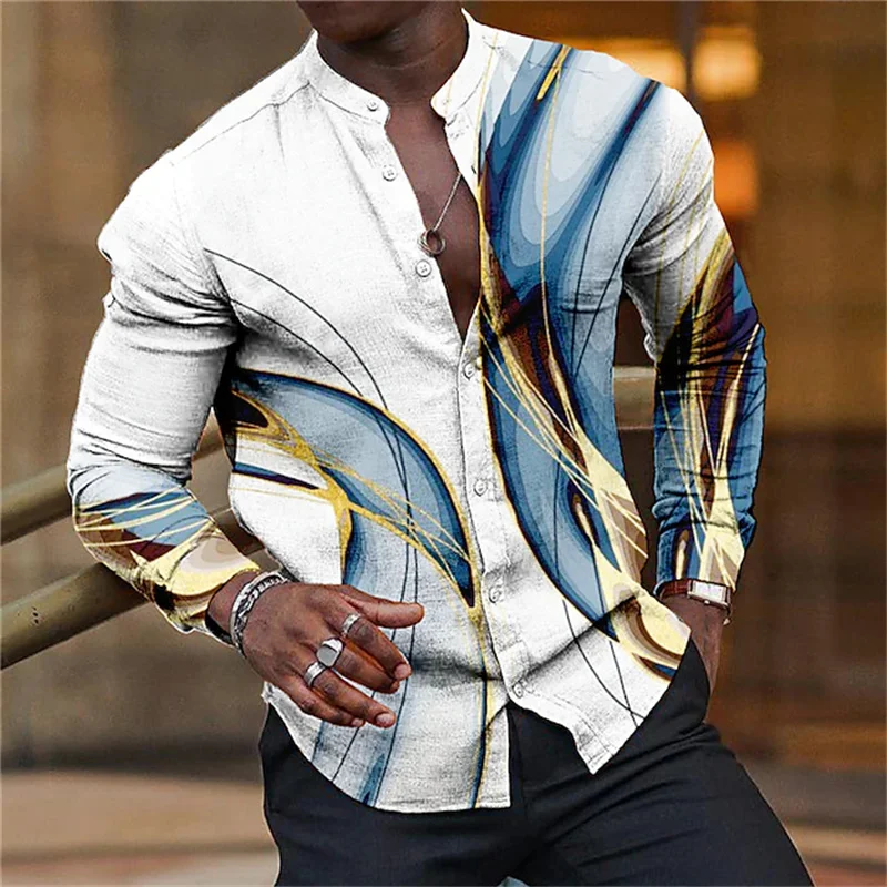 Top Trends: Summer 2023 Men's Fashion 5-color Shirt Collar Button Shirt Men's Casual Digital 3D Printed Long-sleeved Shirt Street Wear Shoppable Styles