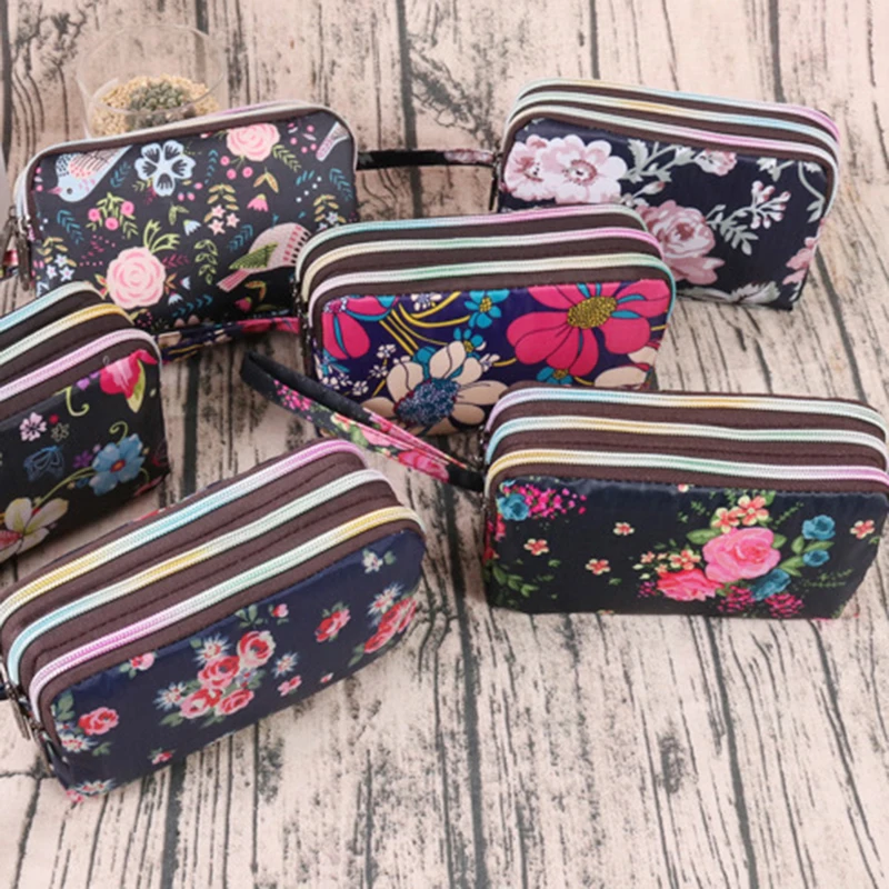 Top Trends: 3-layer Female Handbag Canvas Long Wallet Clutch Bag Mobile Phone Wallet Larger Capacity Portable Waterproof Key Coin Purse Shoppable Styles