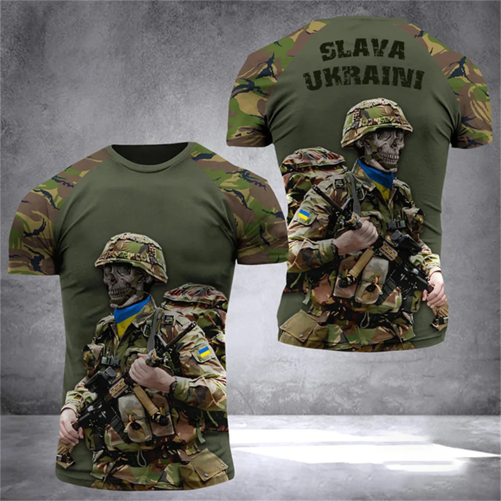 Top Trends: Men's T-shirt Ukrainian Flag Print Army Pattern Men's Top Vintage Sweatshirt Loose Oversized Shirt Everyday Casual Short Sleeve Shoppable Styles