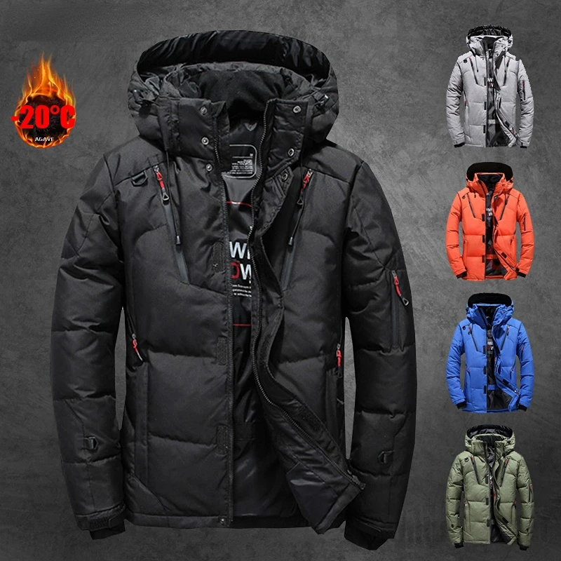 Top Trends: -20 Degree Winter Men&#039;s White Duck Down Jacket Thicken Warm Snow Coat Male Hooded Windbreaker Down Parkas Outerwear Sportswear Shoppable Styles