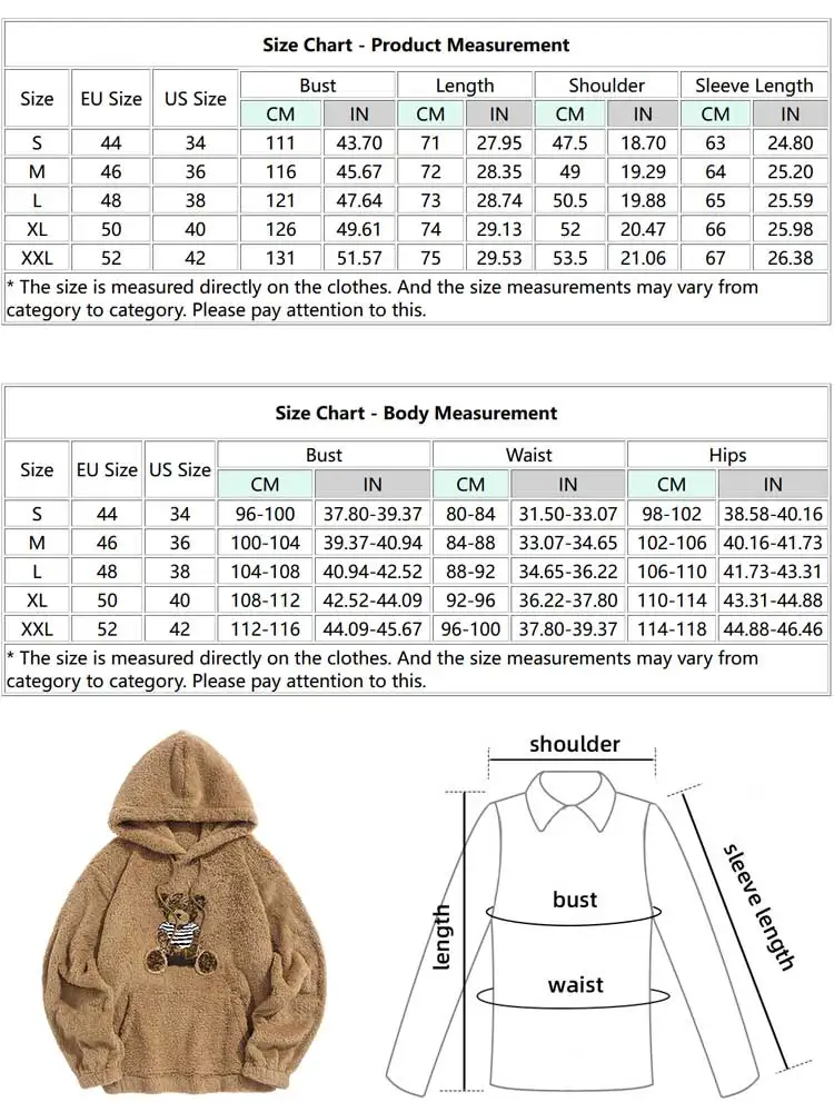 Top Trends: ZAFUL Hooded Hoodies For Men Fluffy Teddy Bear Pattern Sweatshirts Fall Winter Streetwear Pullover Casual Long Sleeves Tops NEW Shoppable Styles - Image 6