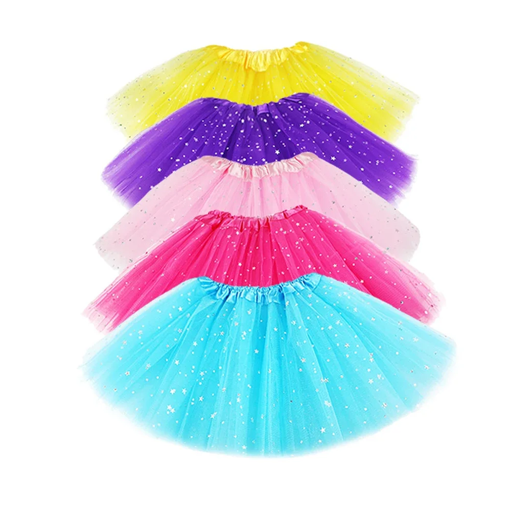 Top Trends: 3Layer Women&Kid Fluffy Pleated Thin Mini Tutu Skirt Cosplay Party Parent-child Transparent Sequin Dance Performance Short Skirt Shoppable Styles