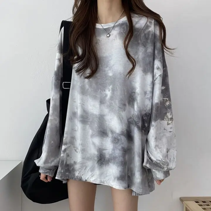 Top Trends: Long Sleeve T-shirts Women Harajuku Tie-dye Stylish Autumn Chic Top Teens Streetwear All-match Hot Sale Clothing Y2k Sun-proof Shoppable Styles