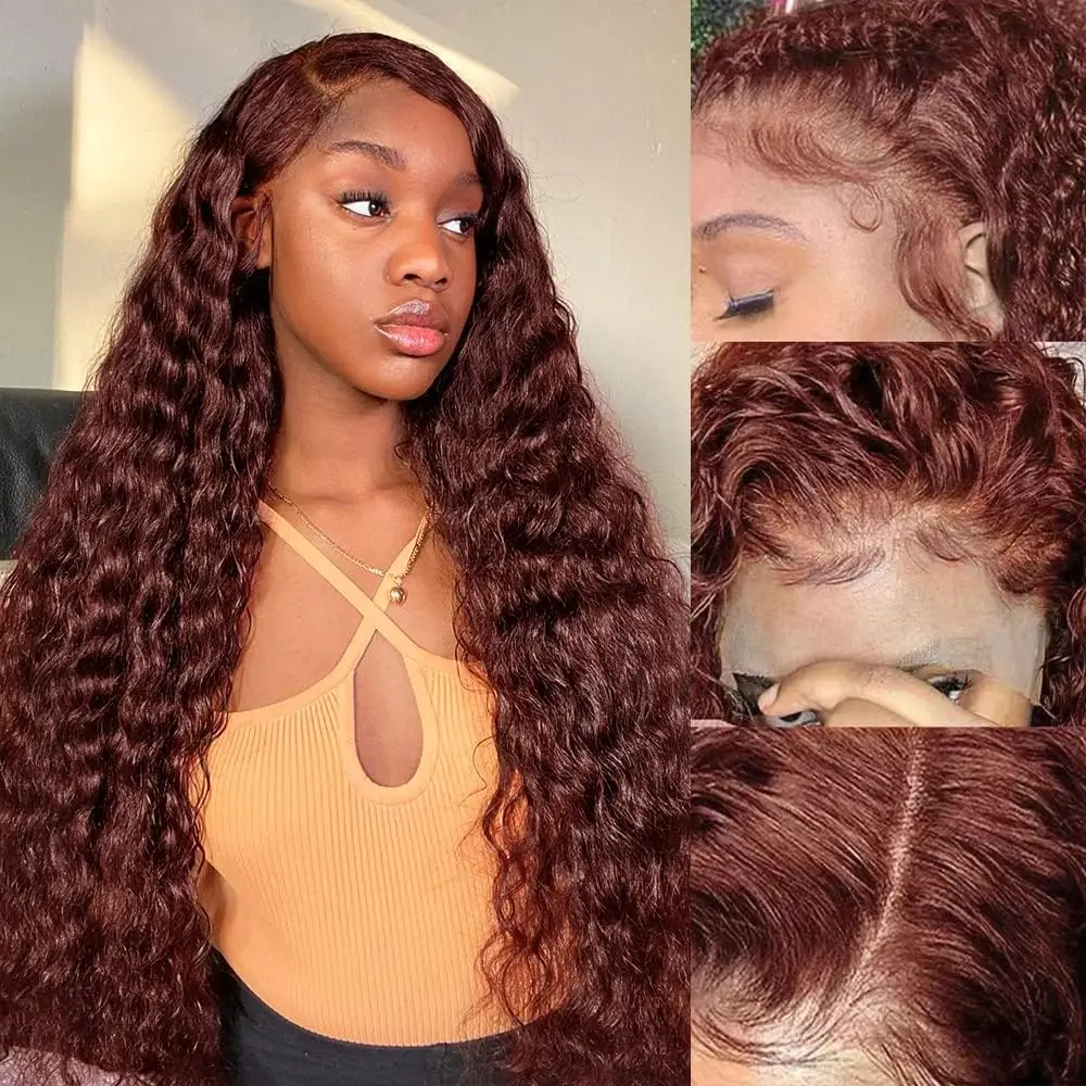 Top Trends: Reddish Brown Deep Wave HD Lace Front Wig 4×4 13x4 HD Lace Front Wig Pre Plucked 13x6 HD Lace Front Wig Curly For Women Glueless Shoppable Styles