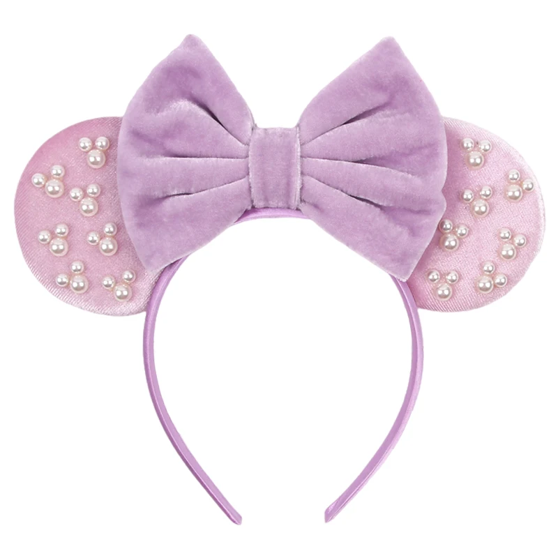 Top Trends: Trendy Pearls Velvet Mickey Mouse Headband Disney Ears Hairband Women Birthday Party Decoration Kids Park Trip Hair Accessories Shoppable Styles