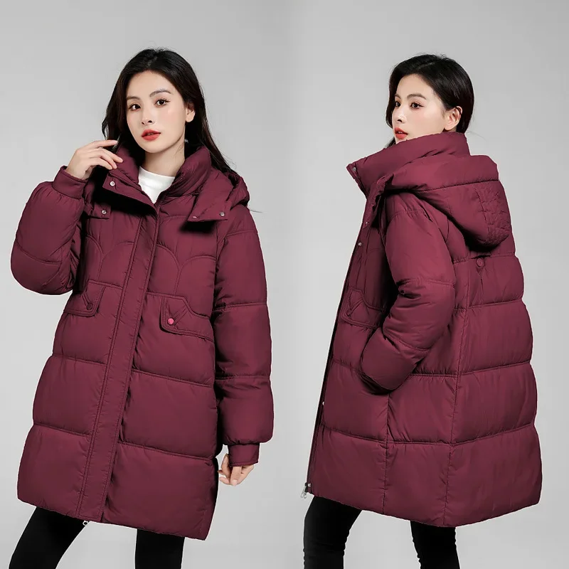 Top Trends: Thick Warm Down Cotton Padded Jacket Autumn Winter Coat Women Plus Size Puffer Jacket Long Parka Hooded Long Sleeve Korean Coats Shoppable Styles