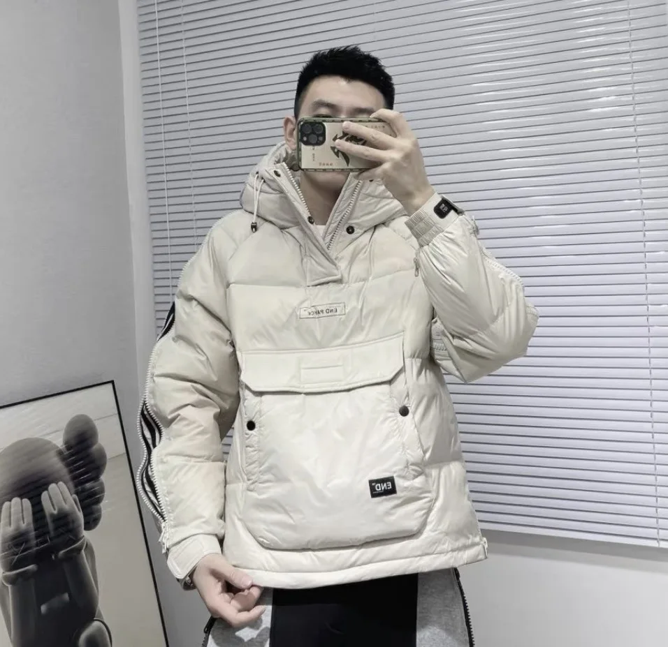 Top Trends: Winter Jacket Men New Zipper Tooling Cotton Jacket Mens Fashion Hooded Short Coats Couple's Same Pullover Thickened Hoodie Shoppable Styles