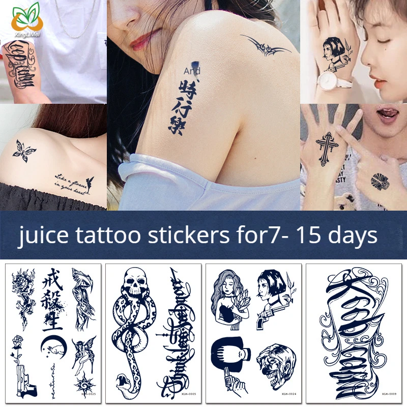 Top Trends: Herbal Juice Tattoo Personality Semi Permanent 7-15 Days Imitation Tattoo Korean Tattoo Temporary Tattoos Sticker Size:11x16cm Shoppable Styles