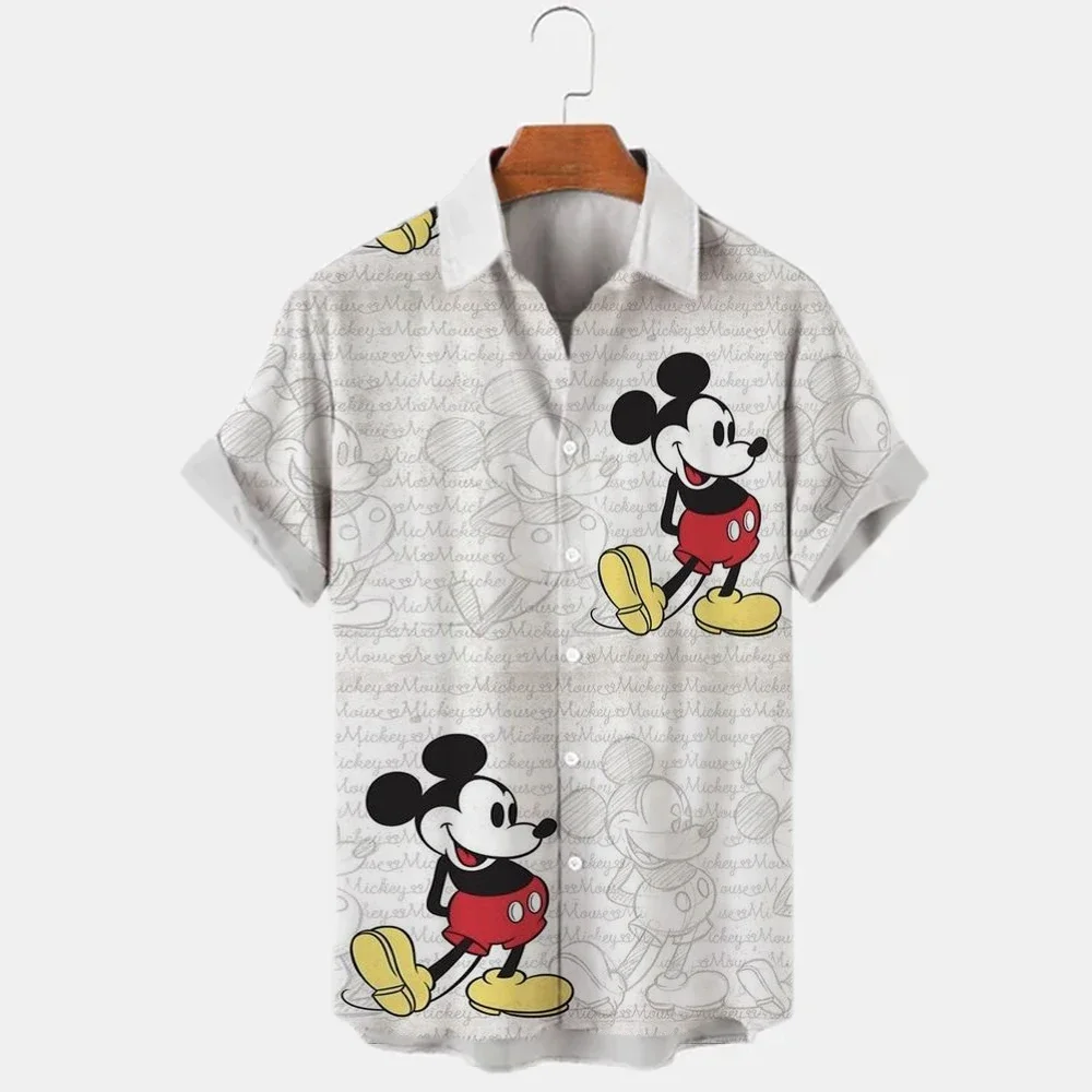 Top Trends: New Men's Lapel Cartoon Anime Mickey Mouse Print Button Short Sleeve Shirt Men's Casual Street Disney Shirt S-5XL Summer 2023 Shoppable Styles