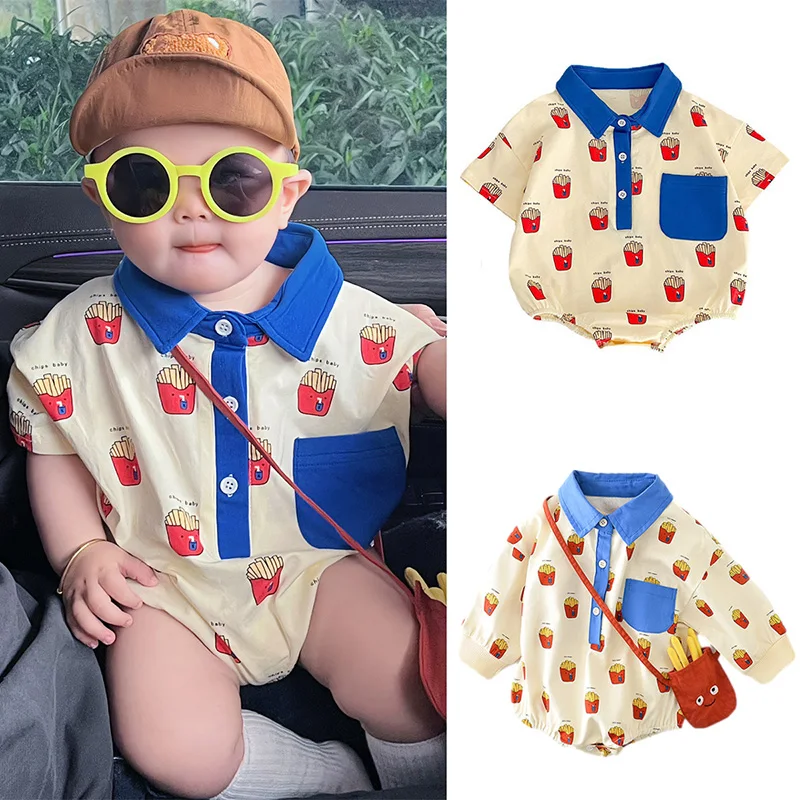 Top Trends: Baby Summer Rompers For Girls Boys Cute Printed Toddler One-Piece Jumpsuit Fashion Korean Infant Overalls Clothing 0-2 Years Shoppable Styles