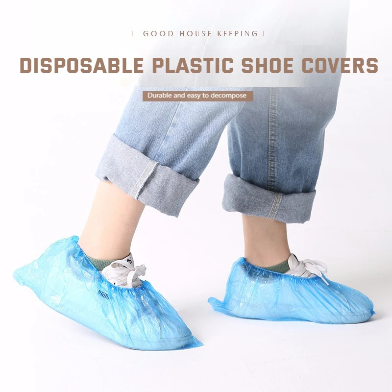 Top Trends: 100pcs / set Plastic Disposable Shoe Cover Rain Boots Cover For Women Men Sneaker Protector Outdoor Rainy Day Overshoes Accessorie Shoppable Styles