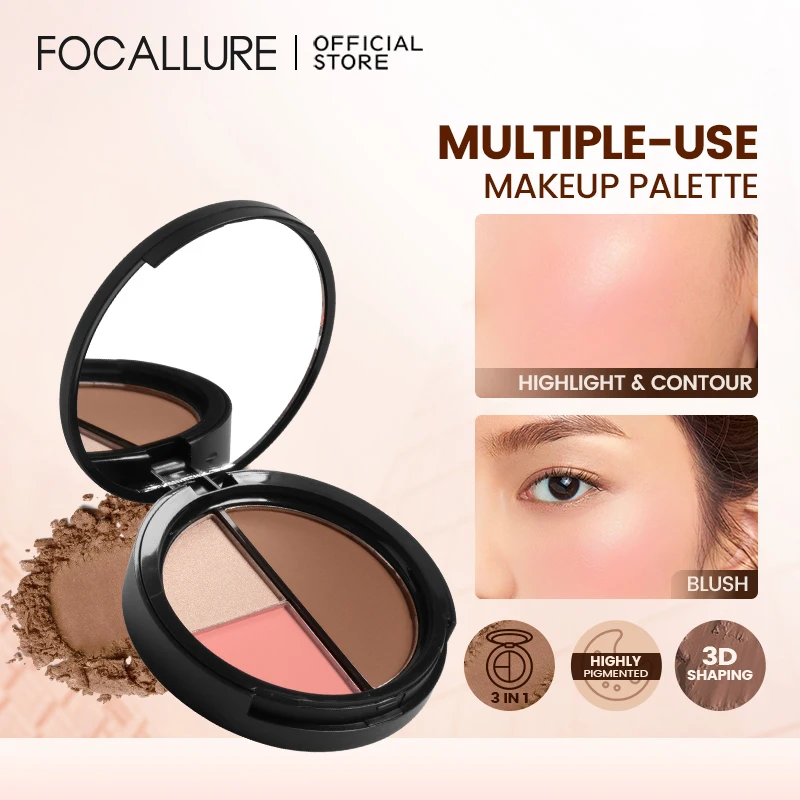 Top Trends: FOCALLURE Natural Glitter Highlighter Bronzer Shimmer Powder Creamy Texture Blusher Palette Face Contouring Makeup Cosmetics Shoppable Styles