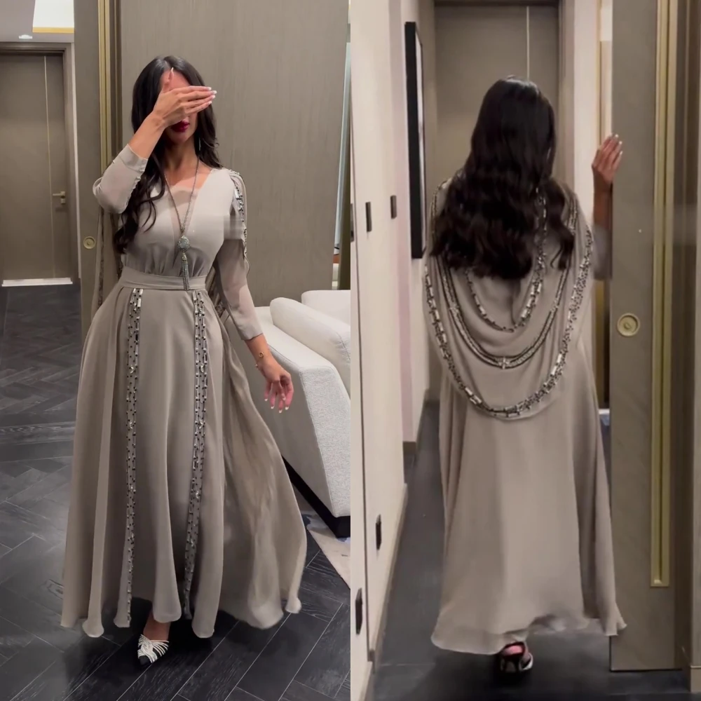 Top Trends: Elegant Jewel A-line Anke Length Prom Dresses Rhinestone Chiffon Formal Occasion Gown Robe Pour Cérémonie De Mariageفساتين الحفل Shoppable Styles