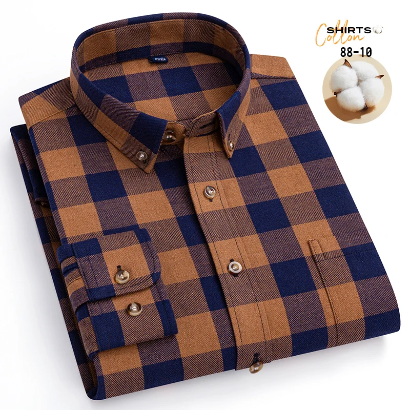 Top Trends: New In Shirt Pure Cotton Long-sleeve Shirts For Men Slim Fit Casual Shirt Oversize Elegant Plain Shirt Soft Office Plaid Clothes Shoppable Styles