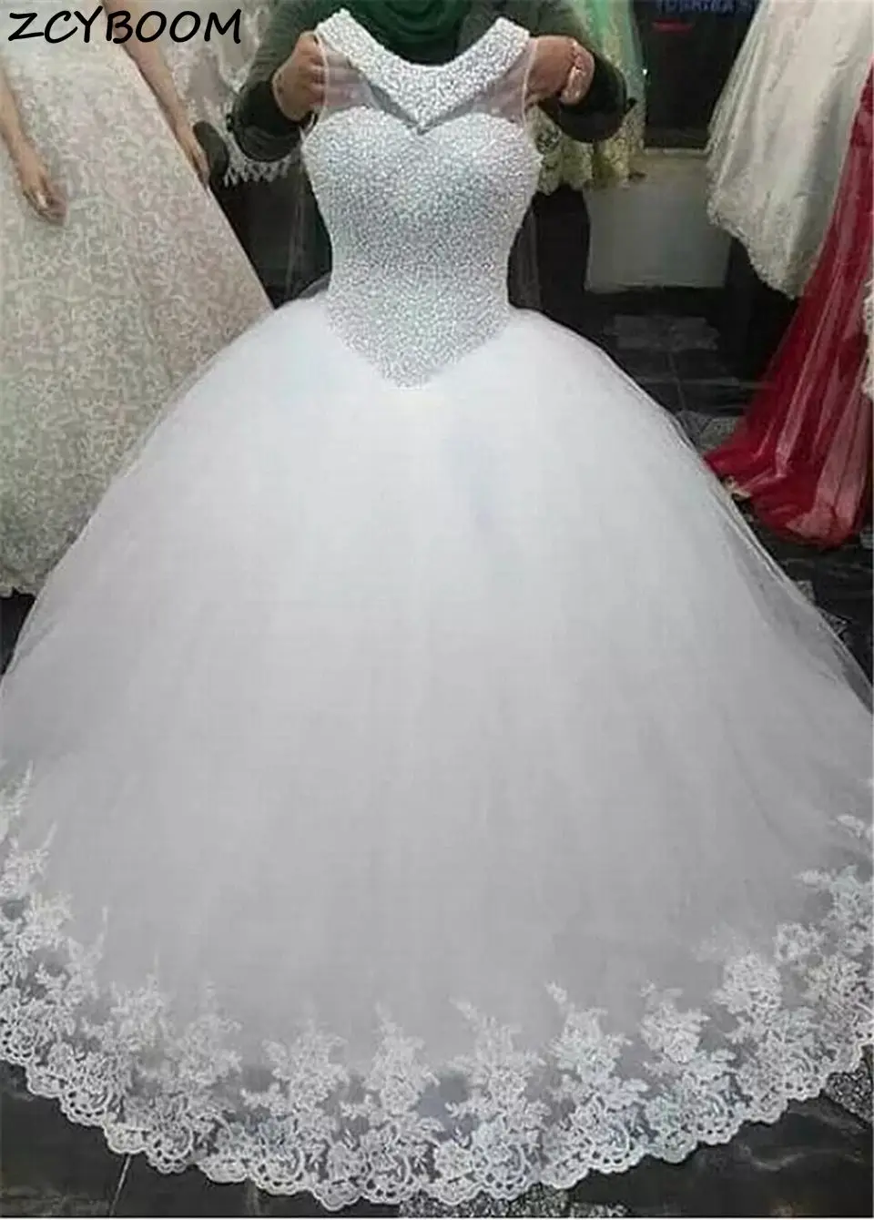 Top Trends: White / Ivory Ball Gown Long Wedding Dress Luxury Beading Elegant Bride Dresses Princess Tulle Women Lace Wedding Gowns 2023 Shoppable Styles