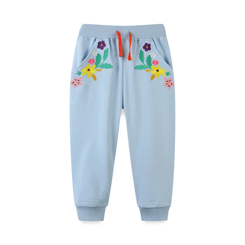 Top Trends: Jumping Meters 2-7T Girls Sweatpants Floral Embroidery Autumn Spring Drawstring Baby Trousers Toddler Full Length Pants Kids Shoppable Styles