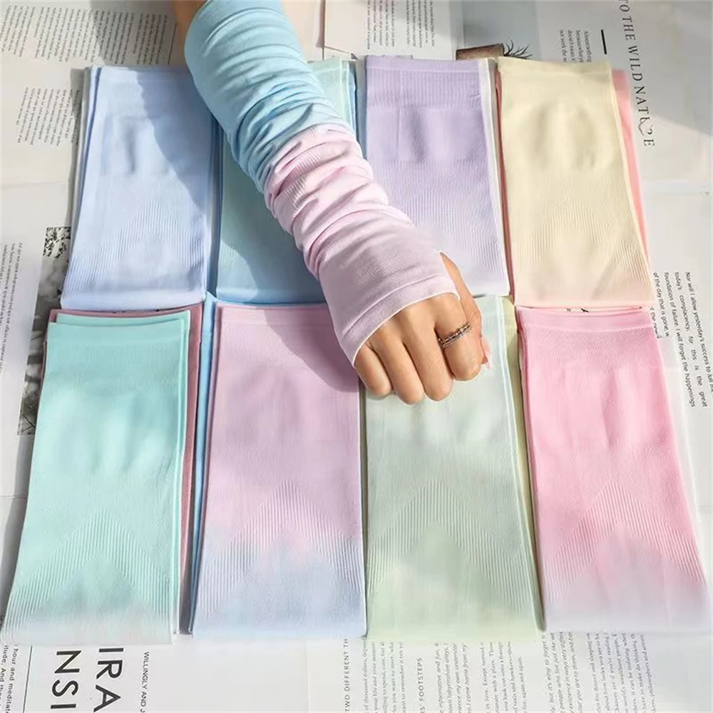 Top Trends: Women's Summer Ice Silk Two-color Anti-uv Color Gradient Sunscreen Dazzle Color Ice Sleeve ZT018 Shoppable Styles