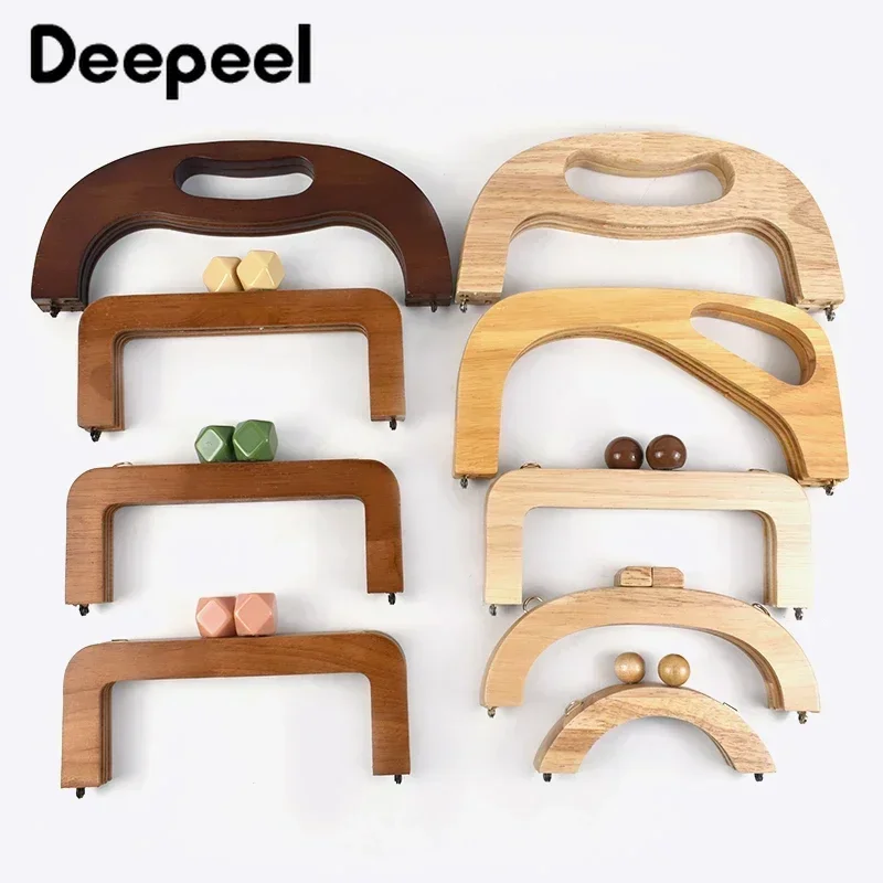 Top Trends: 1Pc Deepeel 14-28cm Wooden Bag Handle Bags Closure Kiss Clasp Purse Frames Lock Buckles Handles DIY Sewing Brackets Accessories Shoppable Styles