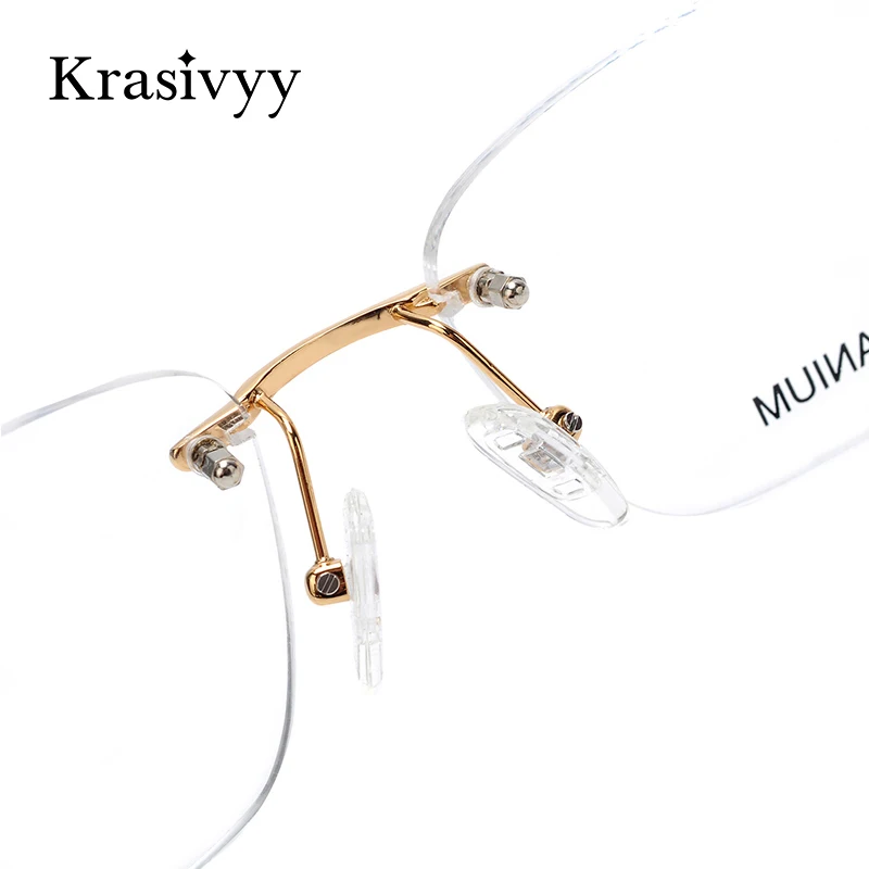 Top Trends: Krasivyy Rimless Wooden Glasses Frame Men Light Weight Optical Eyeglasses Frame Prescription Myopia Spectacles Titanium Shoppable Styles - Image 4