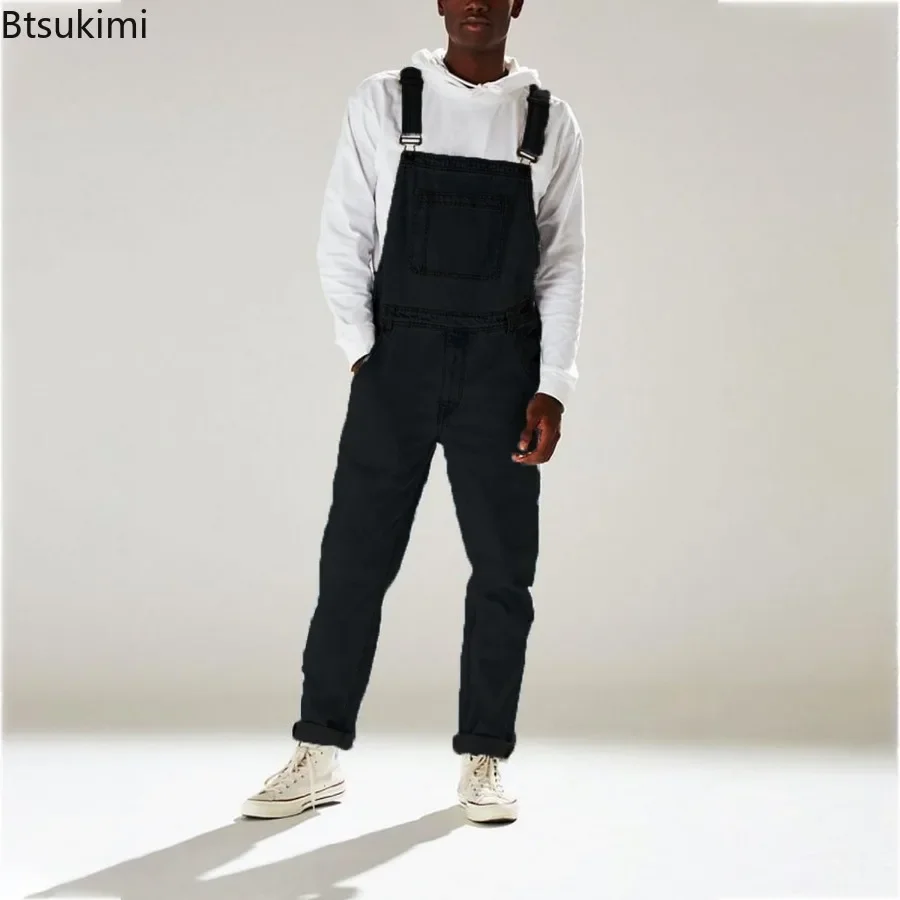 Top Trends: 2024 Men's Denim Jeans Jumpsuit Streetwear Spring Autumn Trendy Strap Pants High Waist Men's One-piece Jeans Trousers Overalls Shoppable Styles - Image 3