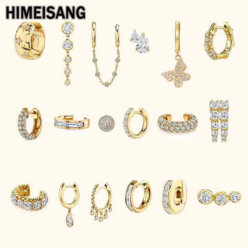 Top Trends: HIMEISANG Silver Gold Filled Hoop Earrings For Women Stud Earring Zircon Piercing Dangle Earings Personalized Jewelry Wholesale Shoppable Styles